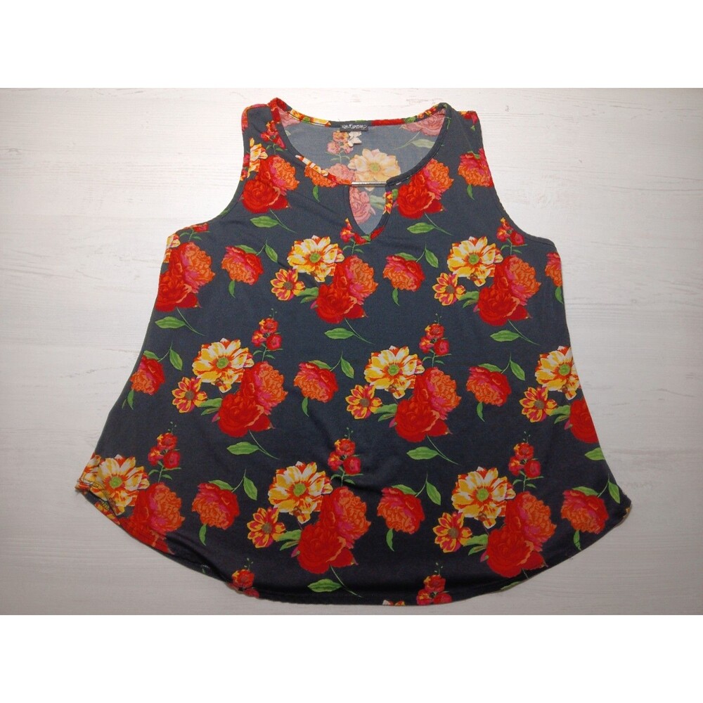 Top Fashion of NY Sleeveless Tops Floral Size 1X *See Pics And Measurements*